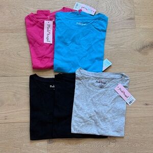 NWT Bundle of 5 Kids' Short Sleeve Tees - Pink, Turquoise Black, Gray - size 7-8